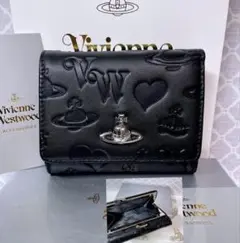 【内柄も素敵☆】Vivienne Westwood 三つ折り財布 マット 黒