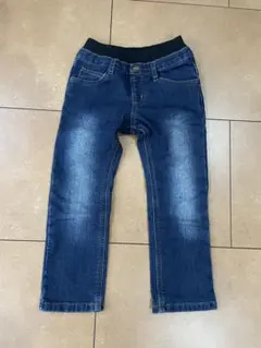110サイズ ダークブルー ストレートパンツ　裏起毛　ウエストゴム