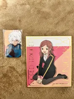 【2点セット】ワールドトリガー 国近色紙＆空閑缶バッチ