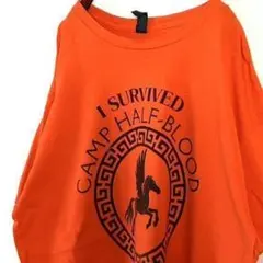 ギルダン ペガサス キャンプ ハーフ ブラッド Tシャツ L オレンジ 古着