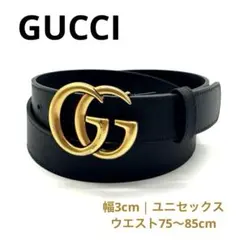 美品 グッチ GGマーモント レザーベルト 黒 ゴールド金具 80 409417のサムネイル