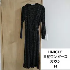 UNIQLO　  ユニクロ　ロングカーディガン　羽織り　M  星柄　BLACK