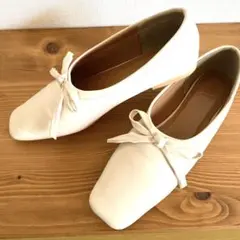 本革 EVOL⭐︎イーボル⭐︎23.5cm⭐︎スクエアフラットシューズ