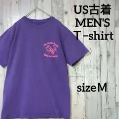 US古着　メンズ　半袖Tシャツ　カットソー　プリントロゴ　紫