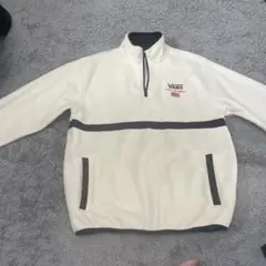 VANS ホワイトフリースハーフジップジャケット M