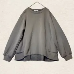 GLOBAL WORK スウェット プルオーバー M グレージュ ペプラム風