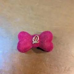 Q-pot リボン　チャーム　ベルベット　フロッキー　エラベルシアワセ　ピンク
