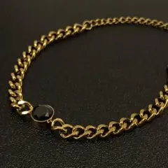 ヴィンテージ ゴールド ジルコニア 喜平 チェーン ブレスレット シンプルのサムネイル