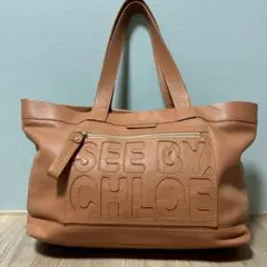 SEE BY CHLOE Camel Leather Tote Bag A4のサムネイル
