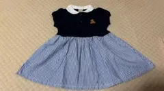 プティマインネイビー ストライプ 半袖ワンピース　80cm