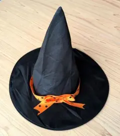 ハロウィン 魔女帽子 オレンジドットリボン付き