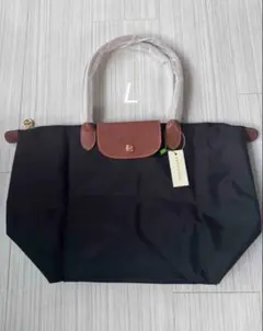 【新品未使用】Longchamp ブラック ナイロン トートバッグ　Lサイズ