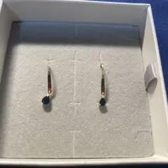 k18 イエローゴールド サファイアドロップ型ピアス