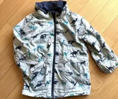 ウインドブレーカー　恐竜柄パーカー　リバーシブル 97cm【しまえるフード】