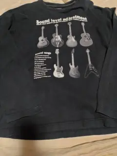 ギターグラフィック ブラック長袖カットソー M