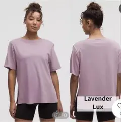 未使用 ルルレモン リラックスフィット ボートネックTシャツ 半袖 ラベンダー