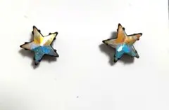珍しい 大きめ☆アンモライト ピアス 両耳 星☆シルバー キラキラ