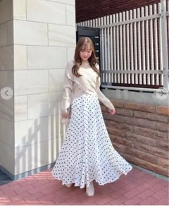 ココディール フロッキードットフレアスカート