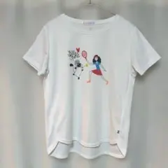 ELLESPORT 半袖Tシャツ テニス 猫 プリント ホワイトのサムネイル