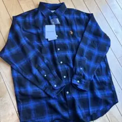 U.S.POLO ASSN 長袖ネルシャツ 青と黒のチェック