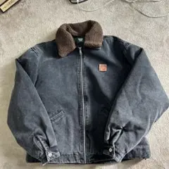 グレー コットン ボア襟ジャケット