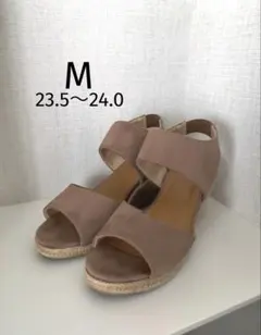 【menue】片手で履けるゴムストラップ 7cmヒール厚底ジュートサンダル★Mのサムネイル