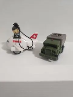 スイス航空機と軍用トラックのミニカーセット