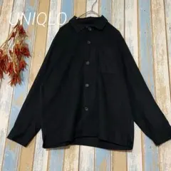 【UNIQLO 】ユニクロ　シャツ　ブラックシャツ　フェルト生地　厚生地　S