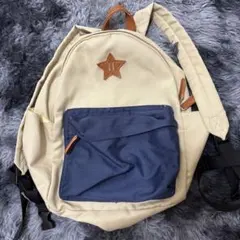 ベージュ ネイビー キャンバス リュック