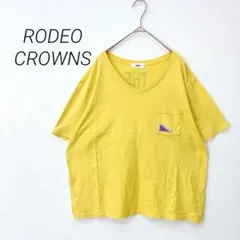 ロデオクラウンズ Tシャツ 半袖 ロゴプリント 綿 人気 春夏 黄色0530