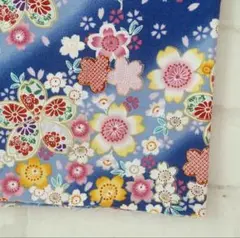 和柄 桜柄 綿生地 ブルー 幅112cm × 長さ1.5m