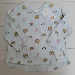 100サイズ フタフタ アニマル 動物 フェイス 長袖Tシャツ 新品タグ付き