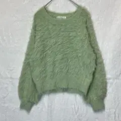 美品SENSE OF PLACE クルーネックフェザーセーター　ミントグリーン