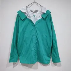 CECIL McBee　重ね着風トップス　シャツ　Ｍ　コットン100　スキッパー