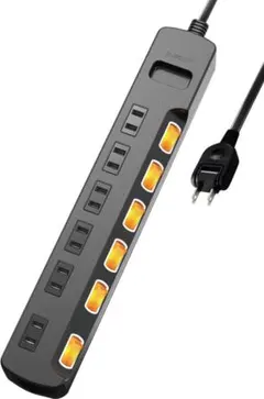 エレコム 電源タップ 6個口 3m 雷ガード 個別スイッチ ほこりシャッター付のサムネイル