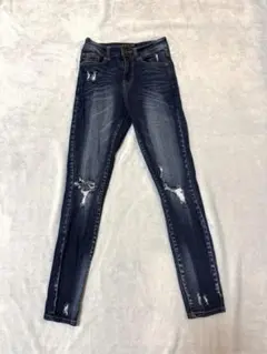 【美品 GORGE ゴージ 】ダメージスキニー デニム インディゴ S