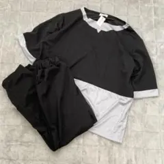エンプティオ バイカラーTシャツ イージーパンツ セットアップ 黒 部屋着 新品