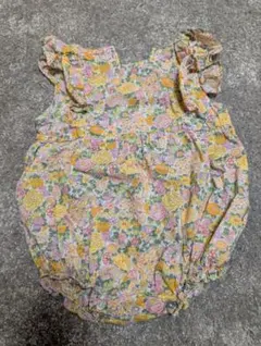 ボントン　リバティ花柄フリル袖ロンパース　12m 70〜80サイズ