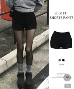 スリムフィットショートパンツ 黒