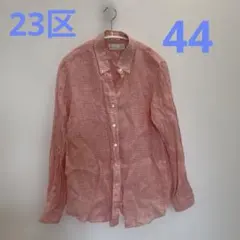 23区 LIBECO リネン100% ギンガムチェックシャツ 44 大きいサイズのサムネイル