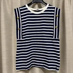 ZARA ザラ レディース 紺色 ボーダー ノースリーブ Tシャツ Sサイズ