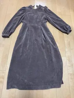 コーデュロイ ロングワンピース ダークブラウン