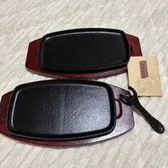 池永　南部鉄器ステーキ皿 木製プレート ハンドル付きのサムネイル
