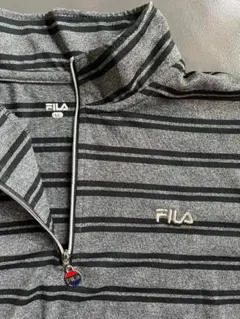 【FILA】ボーダーハーフジップシャツ／レディース LL