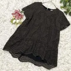 Rose Tiara ローズティアラ 42カットワークレースチュニックブラウス黒のサムネイル