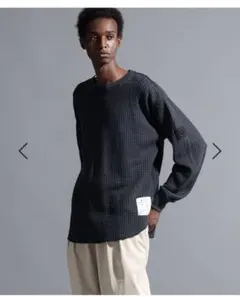 ダークグレー ワッフル生地 長袖カットソー