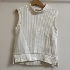 petit main アイボリー リブ編み ベストsize:120
