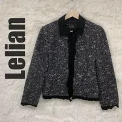 Leilian　ツイードジャケット　 7号　ブラック系　日本製