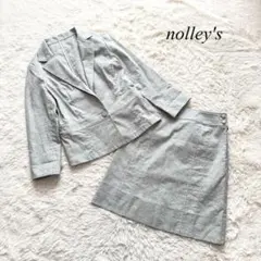 J4【ノーリーズ】スカートスーツ　セットアップ　グレー　リネン混合　フォーマル