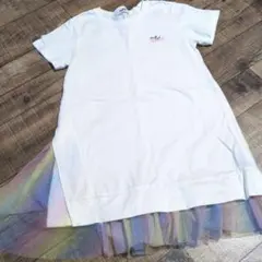 エックスガール☆半袖　ワンピース　裾カラフルチュール　120